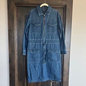 J. Crew Blue Denim Zip-Front Utility Dress